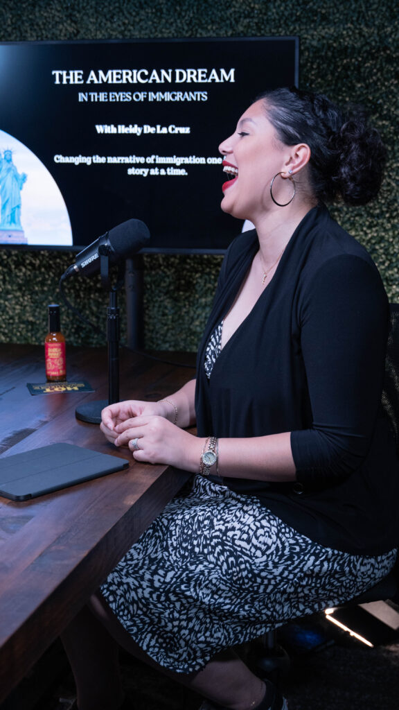 Podcast Coach Heidy De La Cruz interviewing a guest 