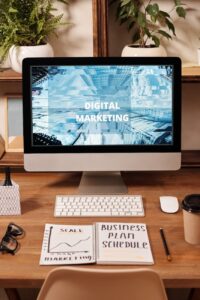 podcast plan schedule for marketing written on the notebook