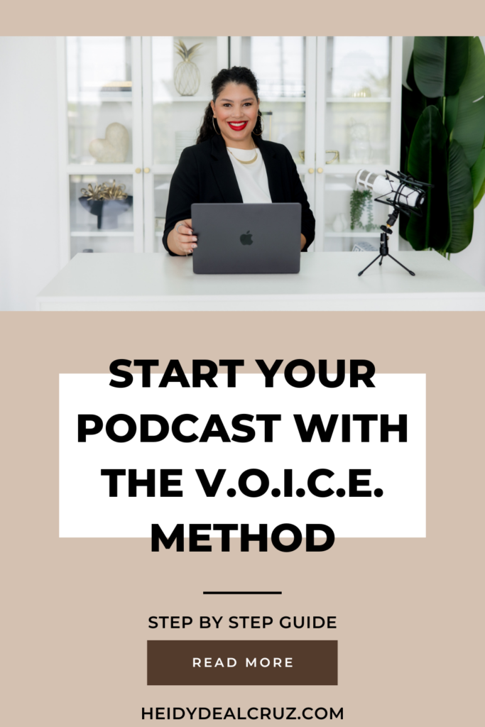 Graphic the says: Start Your Podcast with The V.O.I.C.E. Method